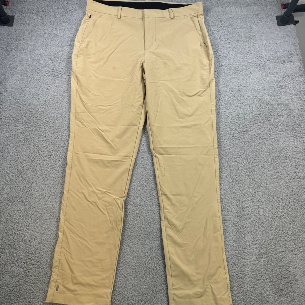 NOBULL Mens Performance Chino Golf Pants Khaki Tan 36x33 Stretch Nylon Spandex‎